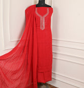 Georgette Red Unstitched Suit